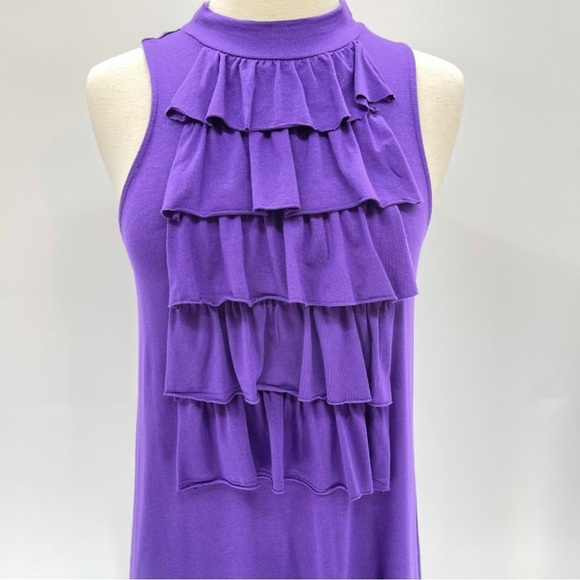 MICHAEL STARS ~ Purple Dress w/Ruffle Detail ~ Stars’ Signature Cotton ~One Size - Picture 5 of 6